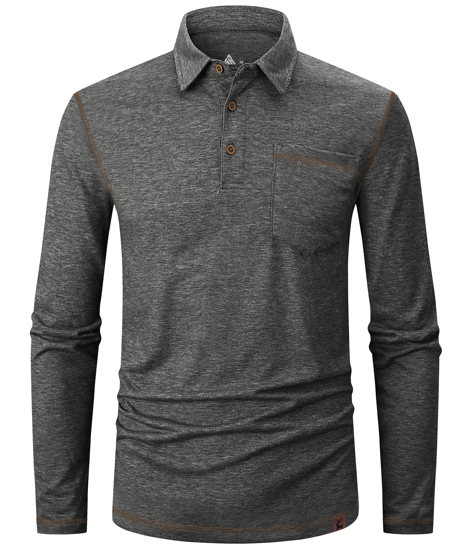 ZITY Men's Button Up Moisture Wicking Long Sleeve Polo Shirt-CUMLP06131