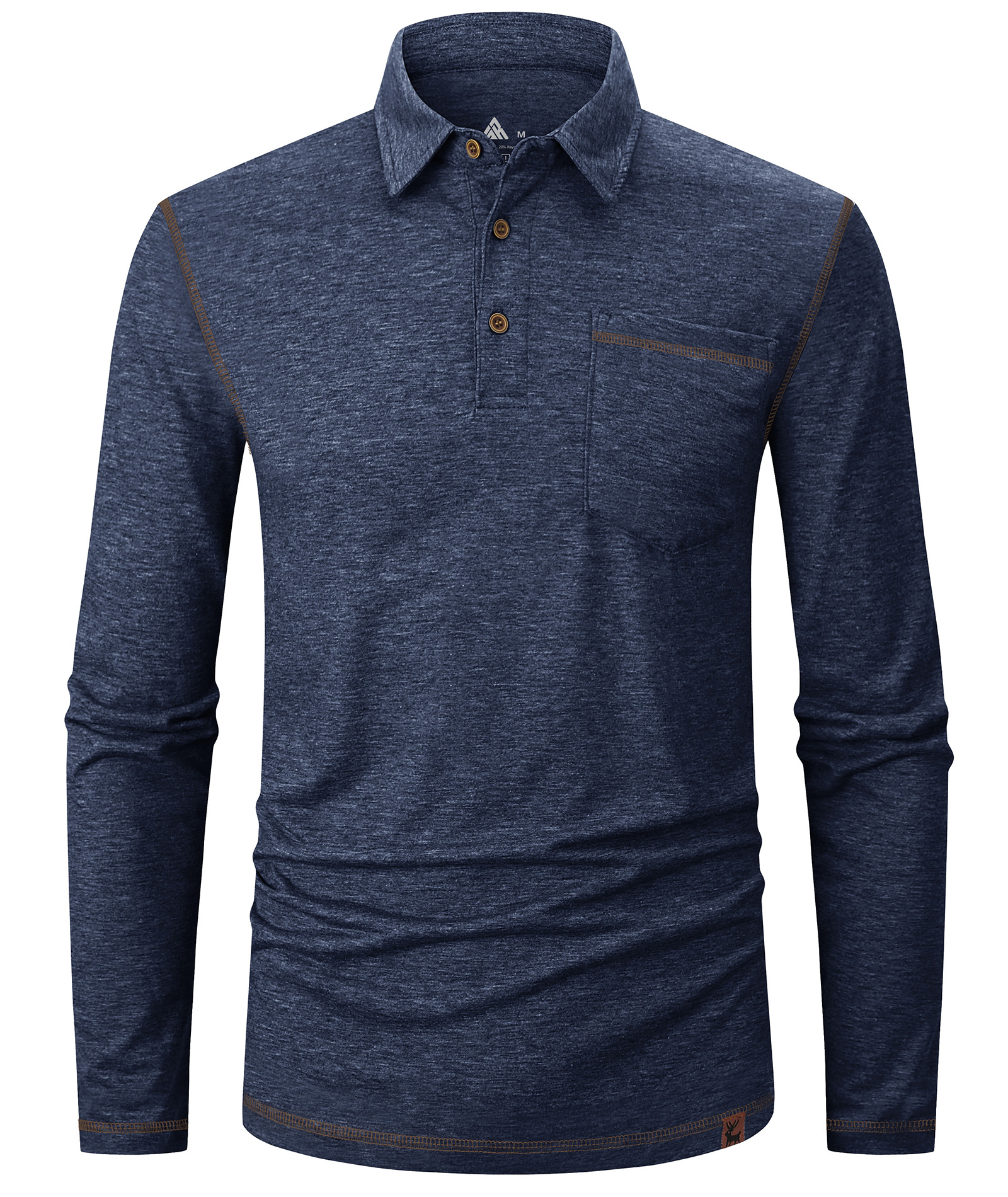 ZITY Men's Button Up Moisture Wicking Long Sleeve Polo Shirt-CUMLP06131