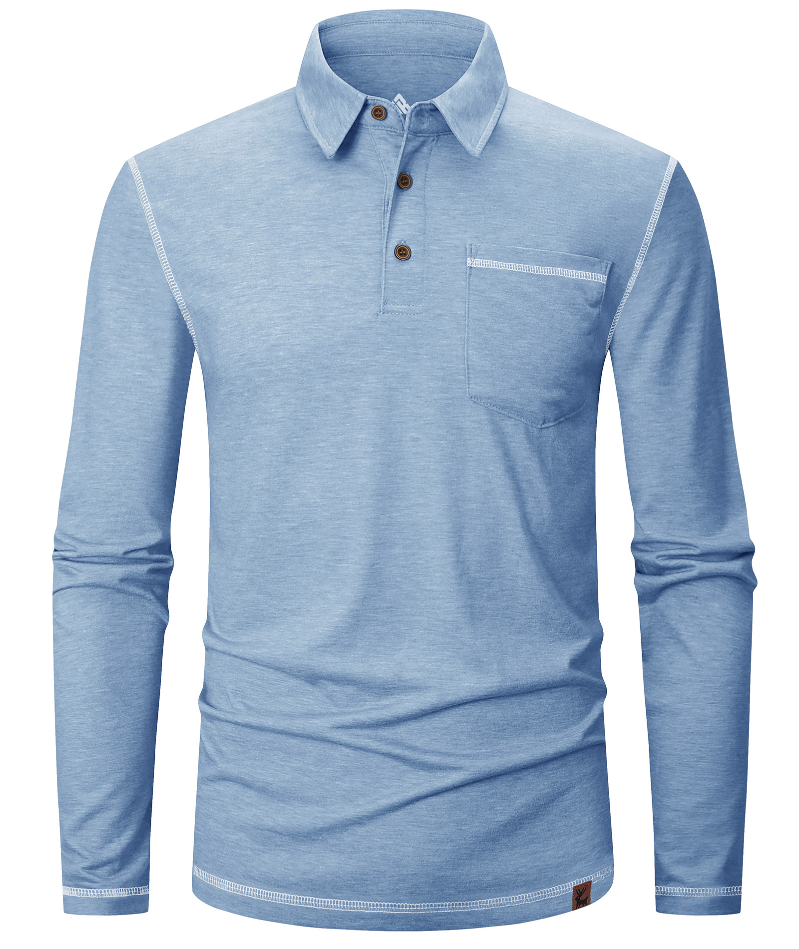 ZITY Men's Button Up Moisture Wicking Long Sleeve Polo Shirt-CUMLP06131