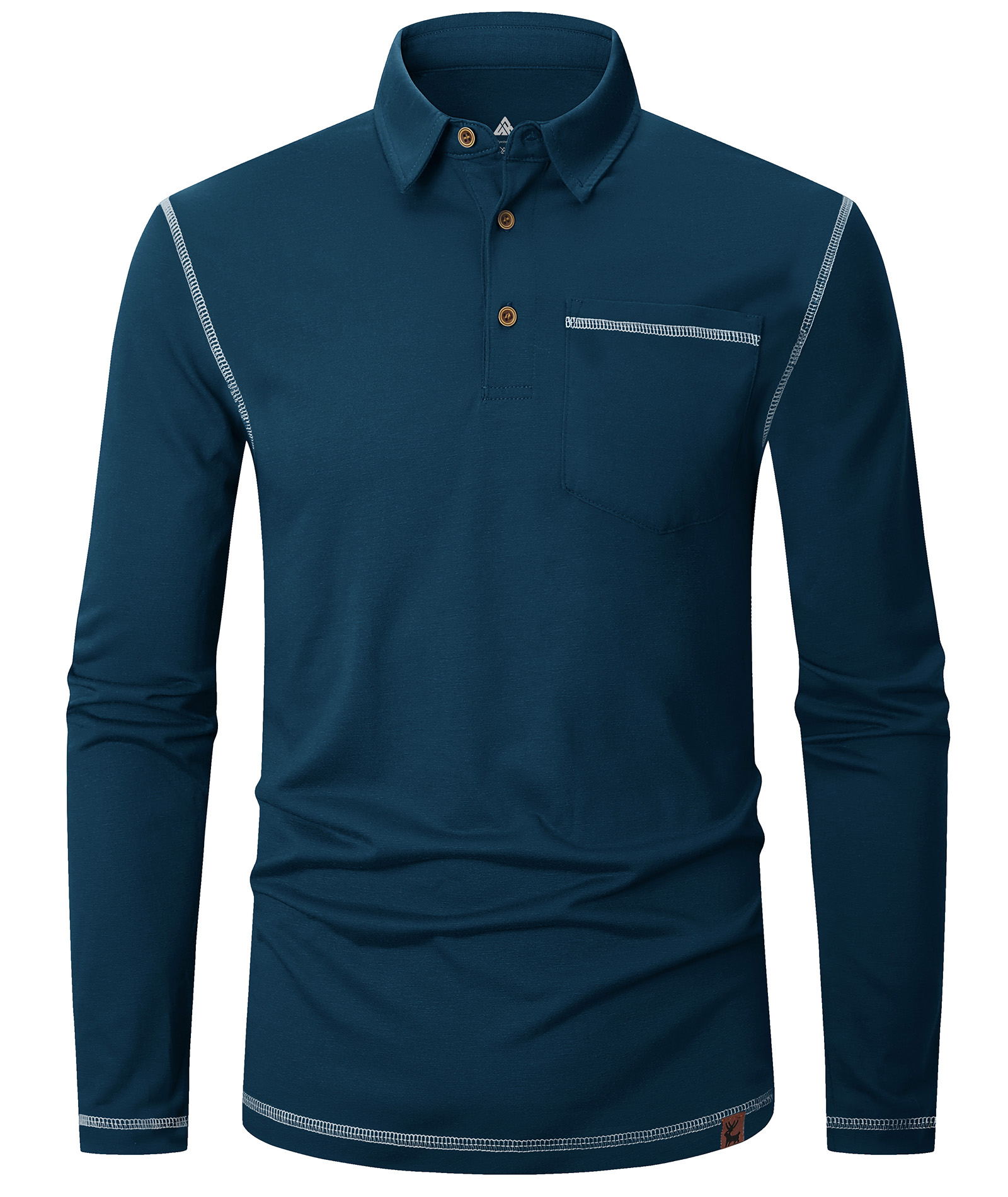 ZITY Men's Button Up Moisture Wicking Long Sleeve Polo Shirt-CUMLP06131
