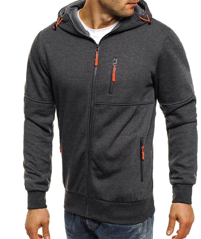 ZITY Men's Hooded Jacket Solid Color Casual Winter Outdoor Hoodie-DUMFH04783 | Zitysports