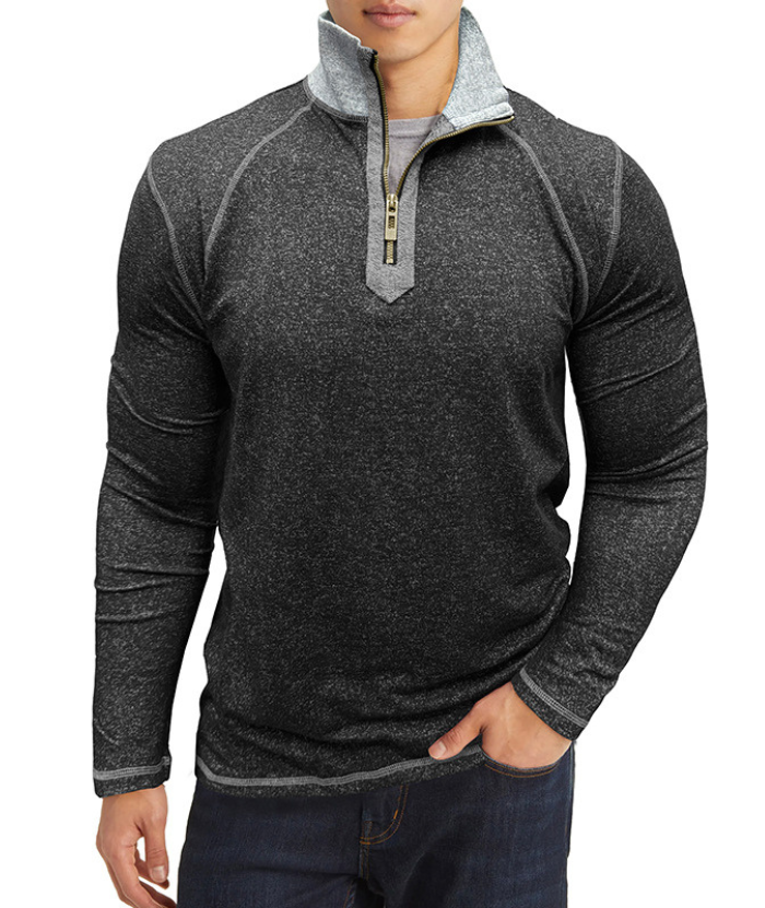ZITY Men's Cotton Blend Zipper Stand Collar Long Sleeve Sweatshirt -DUMHD04652 | Zitysports