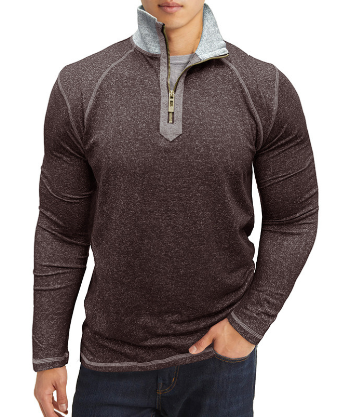 ZITY Men's Cotton Blend Zipper Stand Collar Long Sleeve Sweatshirt -DUMHD04652 | Zitysports