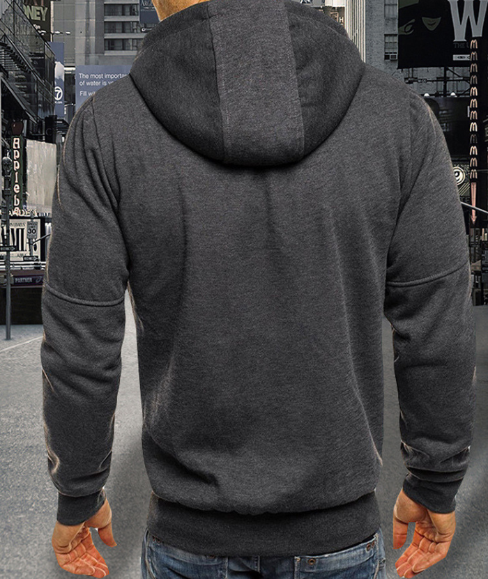 ZITY Men's Hooded Jacket Solid Color Casual Winter Outdoor Hoodie-DUMFH04783 | Zitysports