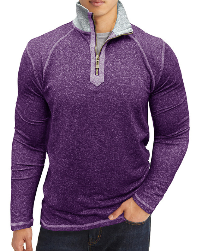 ZITY Men's Cotton Blend Zipper Stand Collar Long Sleeve Sweatshirt -DUMHD04652 | Zitysports