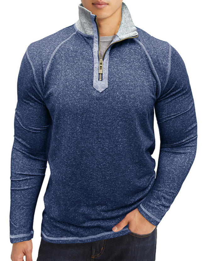 ZITY Men's Cotton Blend Zipper Stand Collar Long Sleeve Sweatshirt -DUMHD04652 | Zitysports