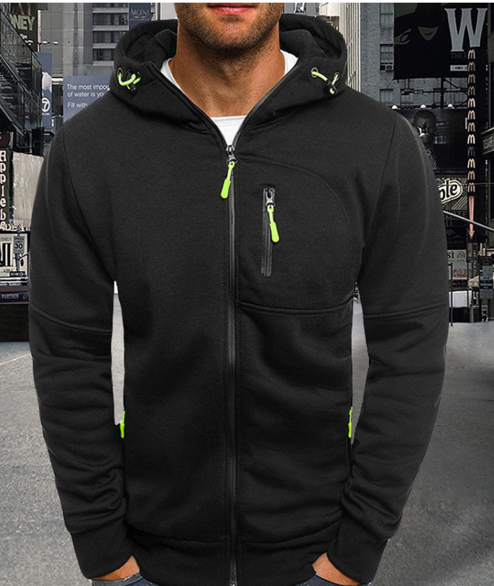 ZITY Men's Hooded Jacket Solid Color Casual Winter Outdoor Hoodie-DUMFH04783 | Zitysports