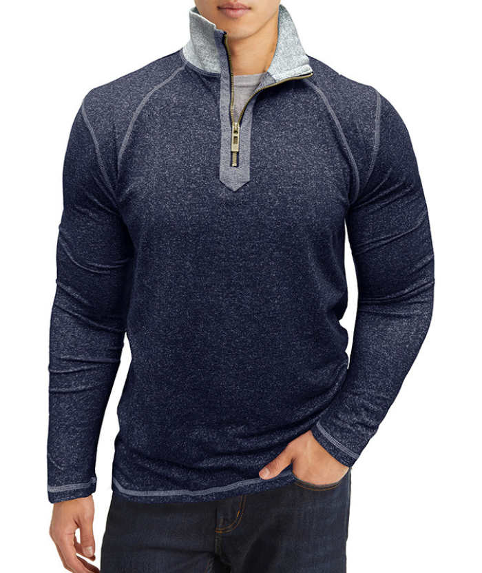 ZITY Men's Cotton Blend Zipper Stand Collar Long Sleeve Sweatshirt -DUMHD04652 | Zitysports
