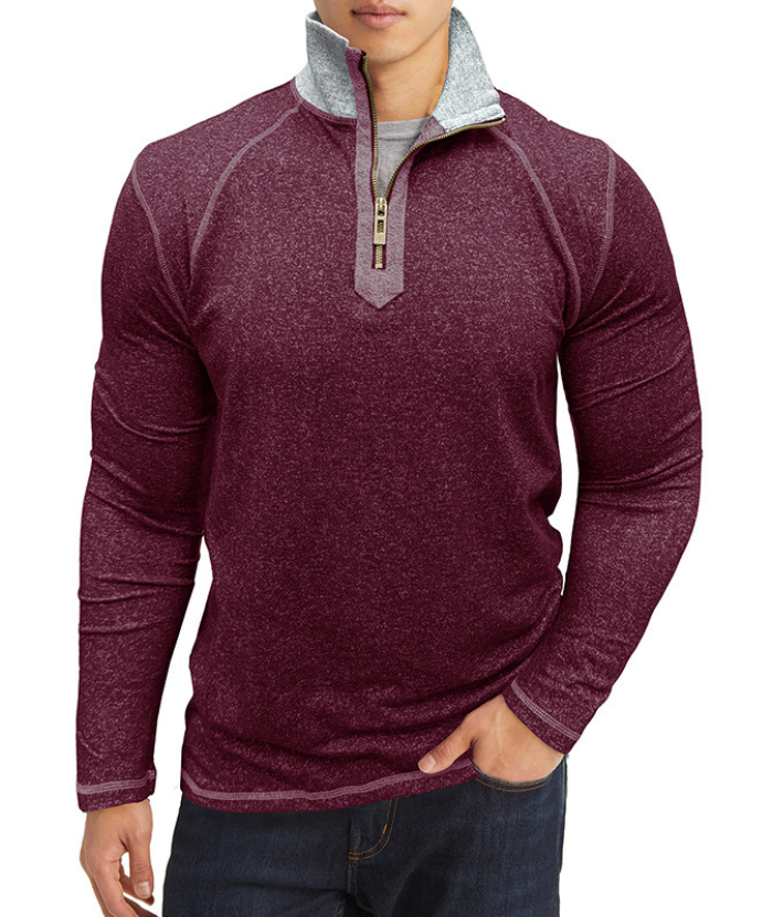ZITY Men's Cotton Blend Zipper Stand Collar Long Sleeve Sweatshirt -DUMHD04652 | Zitysports