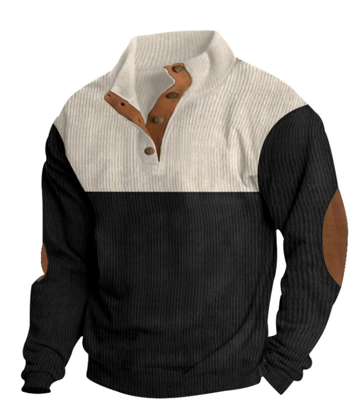 ZITY Men's Corduroy Casual Sports Stand Collar Button Fall Sweatshirt-DUMHD04635 | Zitysports