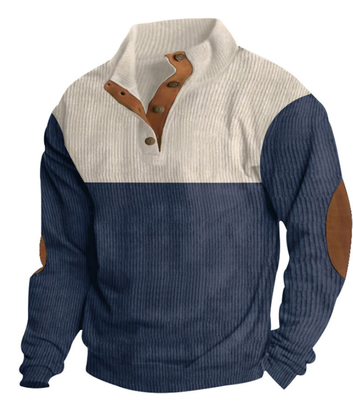 ZITY Men's Corduroy Casual Sports Stand Collar Button Fall Sweatshirt-DUMHD04635 | Zitysports