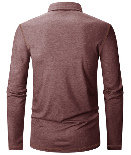 ZITY Men's Button Up Moisture Wicking Long Sleeve Polo Shirt-CUMLP06131