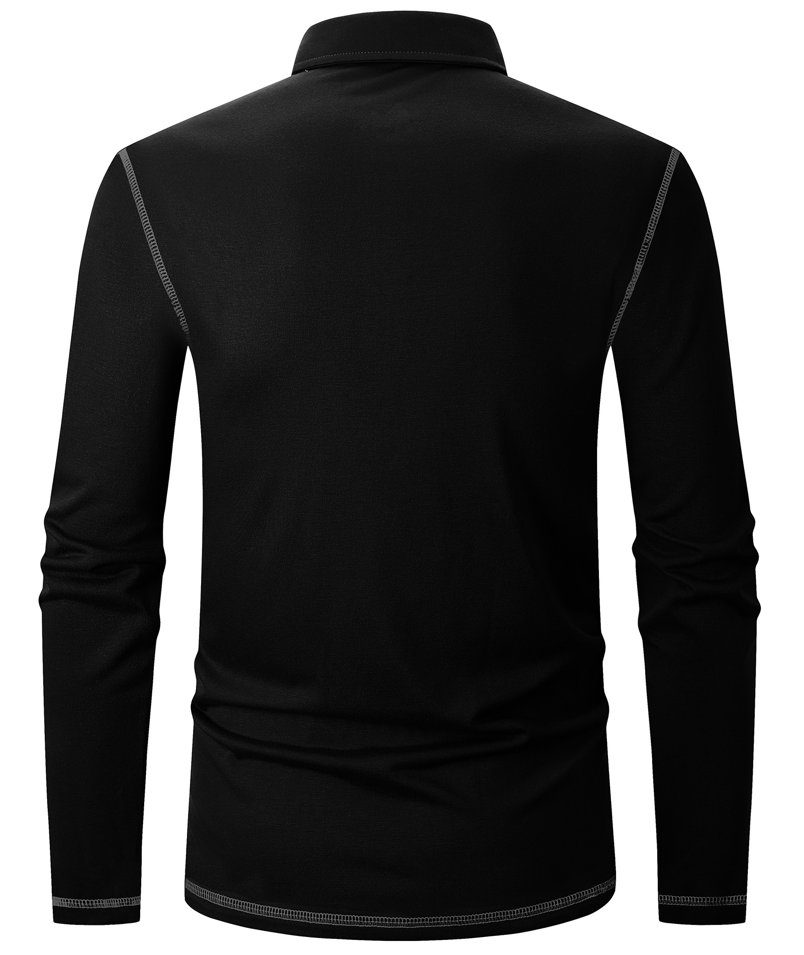 ZITY Men's Button Up Moisture Wicking Long Sleeve Polo Shirt-CUMLP06131