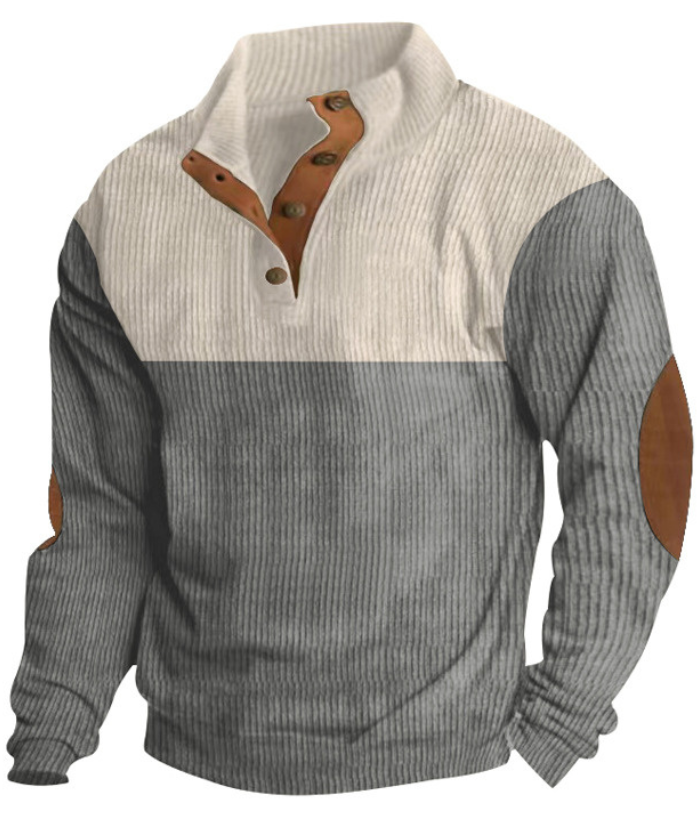 ZITY Men's Corduroy Casual Sports Stand Collar Button Fall Sweatshirt-DUMHD04635 | Zitysports