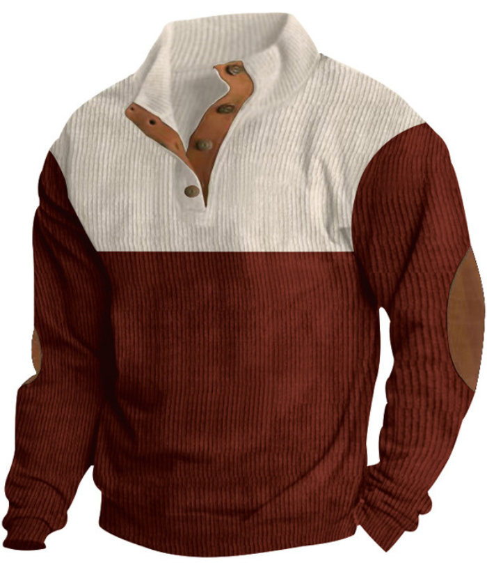 ZITY Men's Corduroy Casual Sports Stand Collar Button Fall Sweatshirt-DUMHD04635 | Zitysports