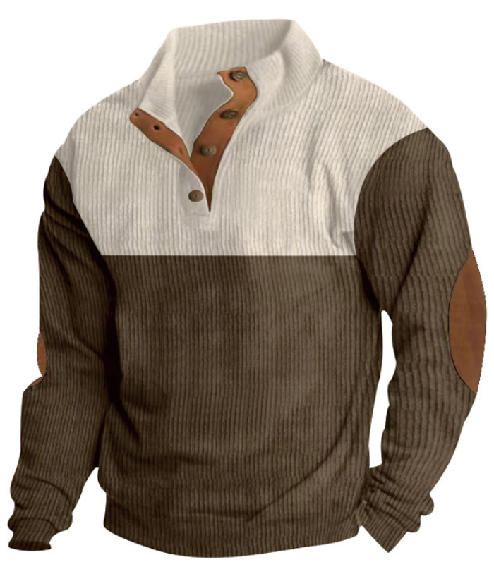 ZITY Men's Corduroy Casual Sports Stand Collar Button Fall Sweatshirt-DUMHD04635 | Zitysports