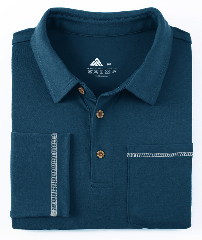 ZITY Men's Button Up Moisture Wicking Long Sleeve Polo Shirt-CUMLP06131