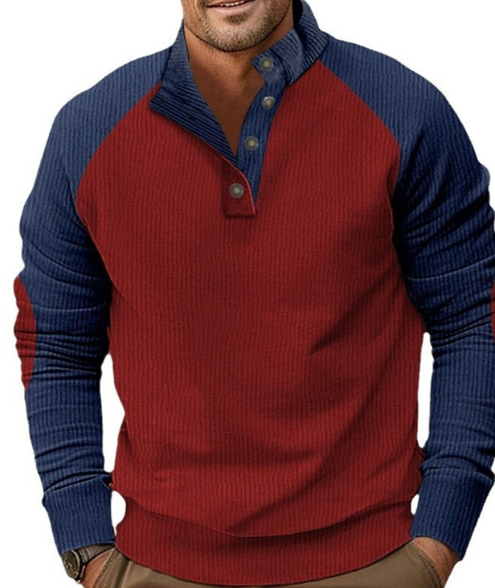 Men's Corduroy Stand Collar Pullover Sweatshirt-DUMFH04799 | Zitysports
