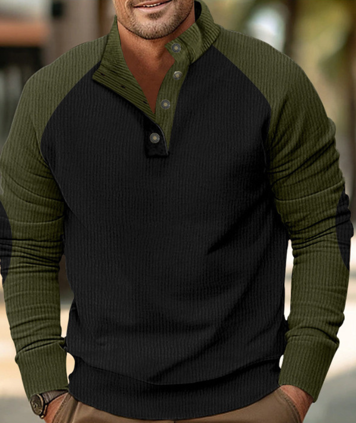 Men's Corduroy Stand Collar Pullover Sweatshirt-DUMFH04799 | Zitysports