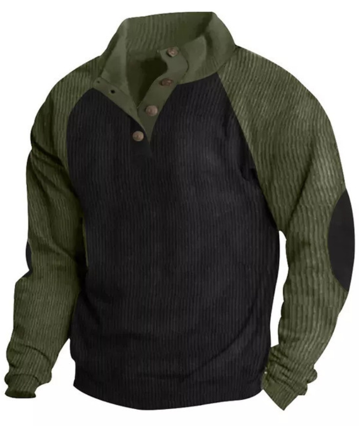 Men's Corduroy Stand Collar Pullover Sweatshirt-DUMFH04799 | Zitysports