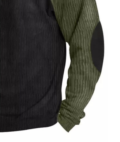 Men's Corduroy Stand Collar Pullover Sweatshirt-DUMFH04799 | Zitysports