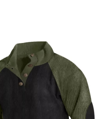 Men's Corduroy Stand Collar Pullover Sweatshirt-DUMFH04799 | Zitysports