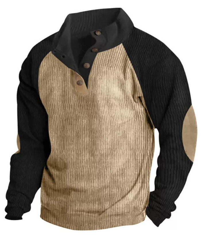Men's Corduroy Stand Collar Pullover Sweatshirt-DUMFH04799 | Zitysports