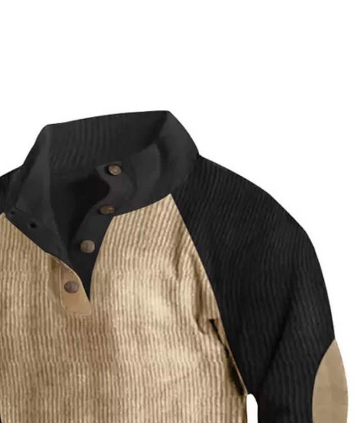 Men's Corduroy Stand Collar Pullover Sweatshirt-DUMFH04799 | Zitysports