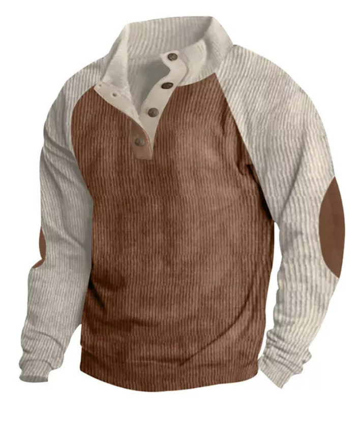 Men's Corduroy Stand Collar Pullover Sweatshirt-DUMFH04799 | Zitysports