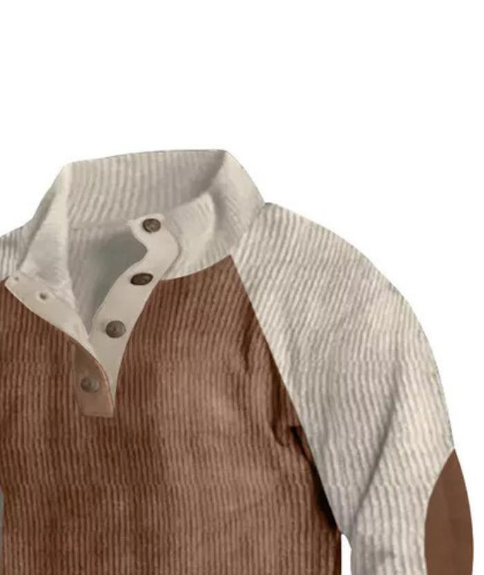 Men's Corduroy Stand Collar Pullover Sweatshirt-DUMFH04799 | Zitysports