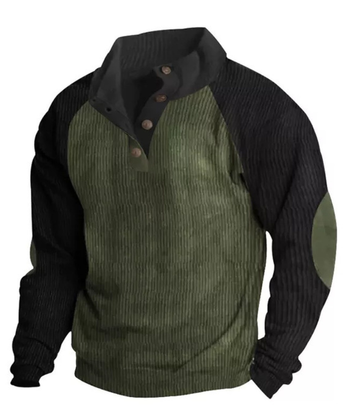 Men's Corduroy Stand Collar Pullover Sweatshirt-DUMFH04799 | Zitysports