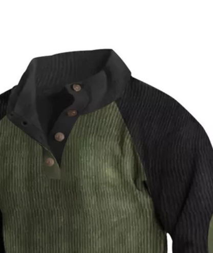 Men's Corduroy Stand Collar Pullover Sweatshirt-DUMFH04799 | Zitysports