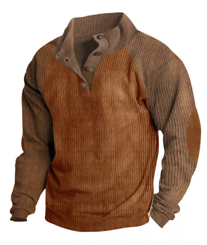 Men's Corduroy Stand Collar Pullover Sweatshirt-DUMFH04799 | Zitysports