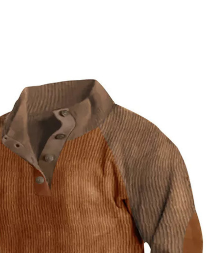 Men's Corduroy Stand Collar Pullover Sweatshirt-DUMFH04799 | Zitysports