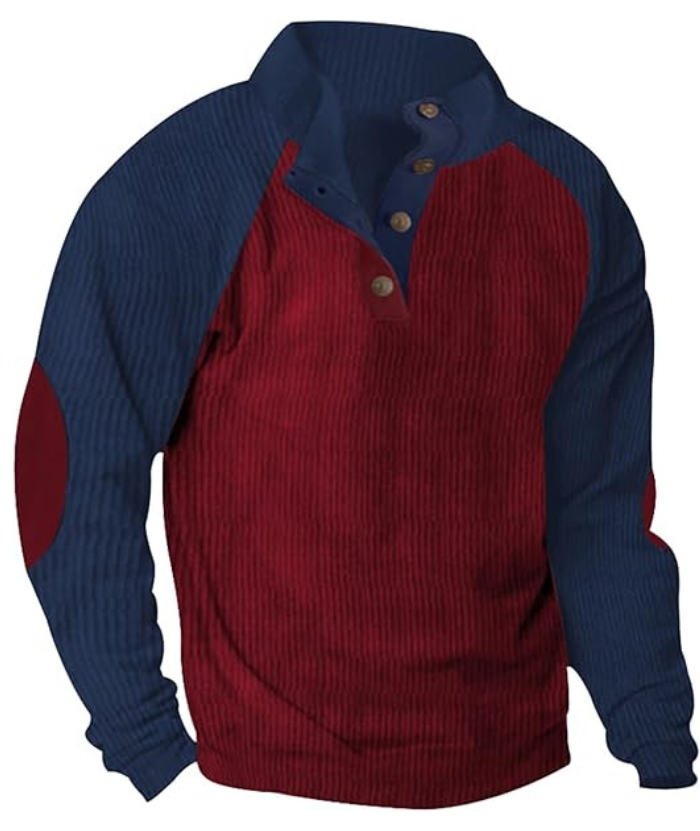 Men's Corduroy Stand Collar Pullover Sweatshirt-DUMFH04799 | Zitysports