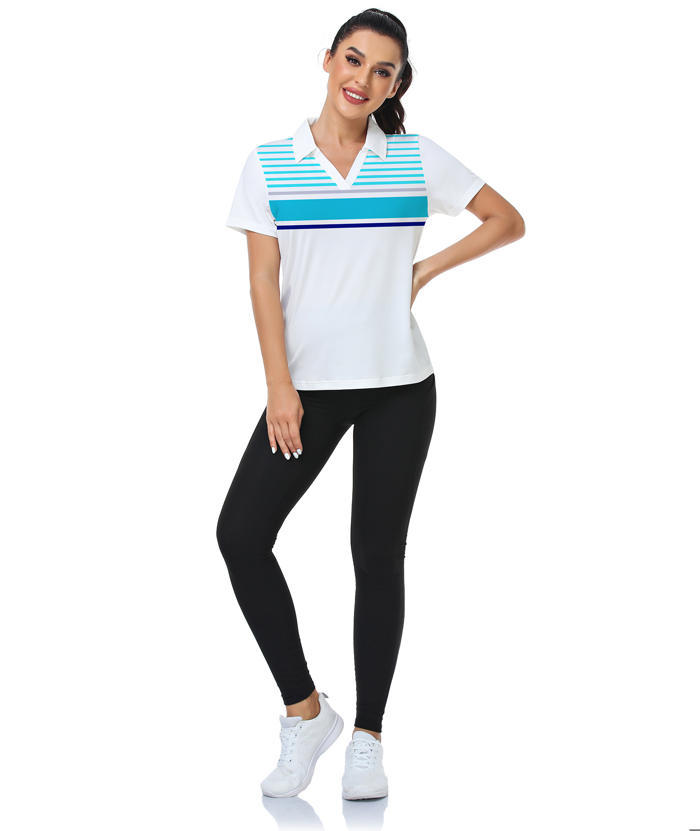 ZITY Women's Quick Dry Striped Slim Fit Golf Polo Shirt-CFWZZ00049