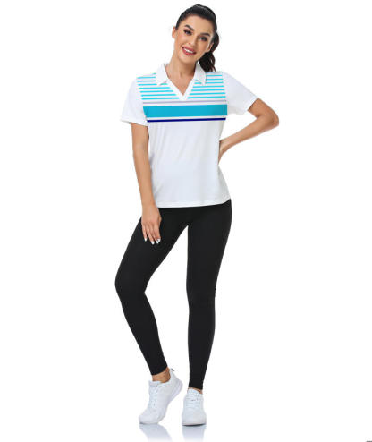 ZITY Women's Quick Dry Striped Slim Fit Golf Polo Shirt-CFWZZ00049