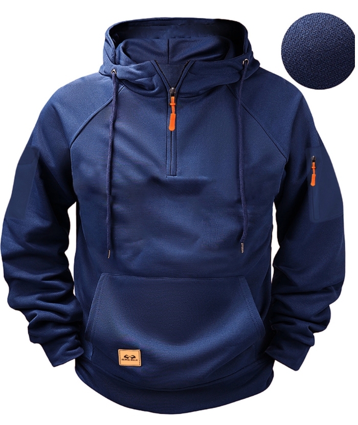ZITY Men's Solid Quarter-Zip Hoodie-DUMFH04875 | Zitysports