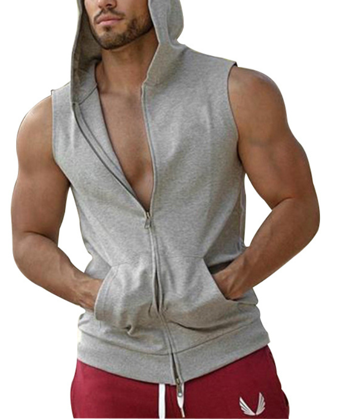 ZITY Men's Slim Fit Cotton Sleeveless Hoodie-DUMMG05209|Zitysports