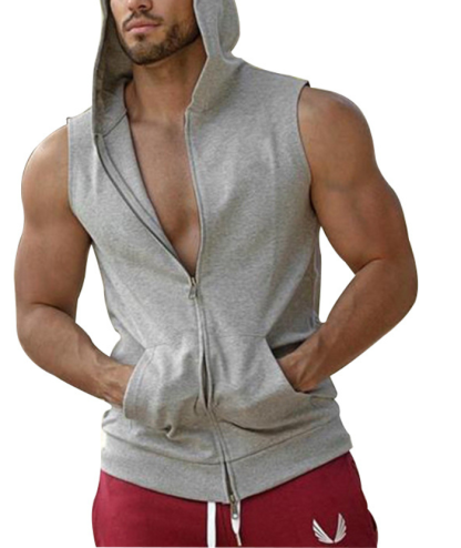 ZITY Men's Slim Fit Cotton Sleeveless Hoodie-DUMMG05209|Zitysports