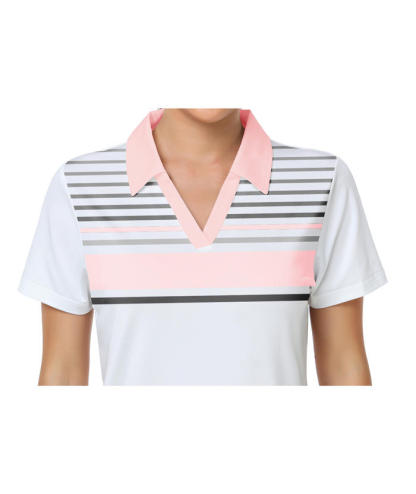 ZITY Women's Quick Dry Striped Slim Fit Golf Polo Shirt-CFWZZ00049