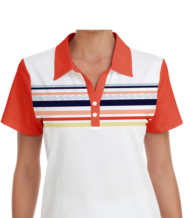 ZITY Women's Striped Casual Slim Fit Golf Polo Shirt-CUWPO01351