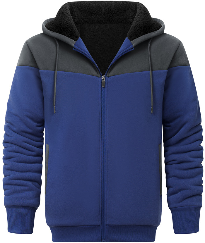 ZITY Men's Warm Thick Fleece Lined Solid Color Hooded Sherpa Hoodie-ZPK006329 | Zitysports