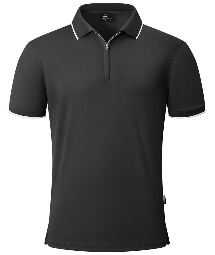 ZITY Men's Quarter Zip Solid Color Slim Fit Polo Shirt-CUMPO04526