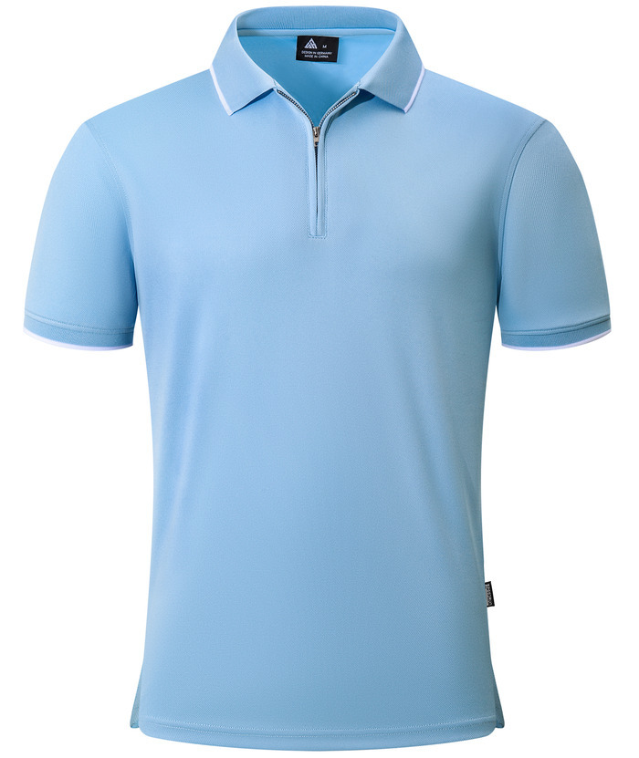 ZITY Men's Quarter Zip Solid Color Slim Fit Polo Shirt-CUMPO04526