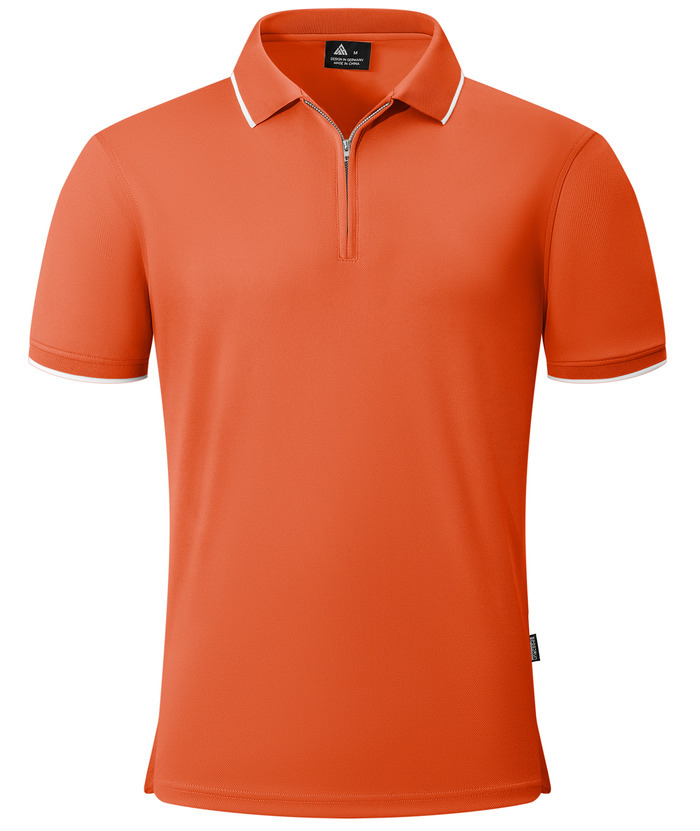 ZITY Men's Quarter Zip Solid Color Slim Fit Polo Shirt-CUMPO04526