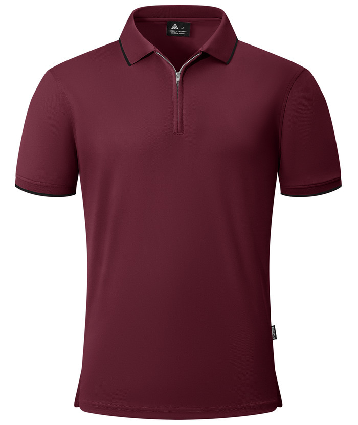 ZITY Men's Quarter Zip Solid Color Slim Fit Polo Shirt-CUMPO04526