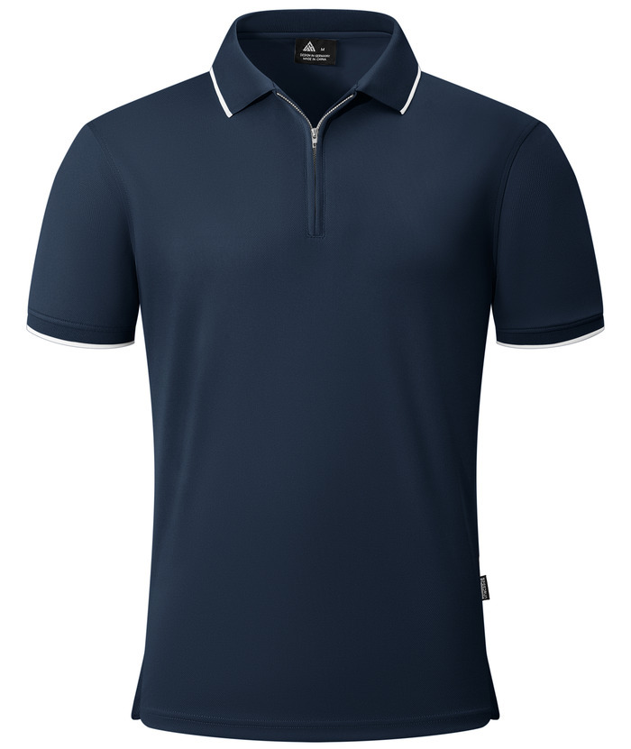 ZITY Men's Quarter Zip Solid Color Slim Fit Polo Shirt-CUMPO04526