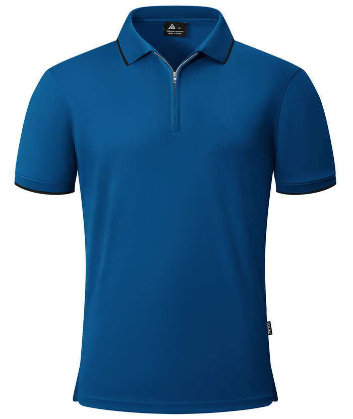 ZITY Men's Quarter Zip Solid Color Slim Fit Polo Shirt-CUMPO04526