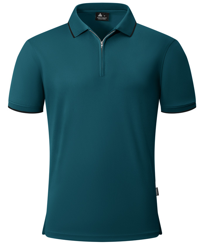 ZITY Men's Quarter Zip Solid Color Slim Fit Polo Shirt-CUMPO04526